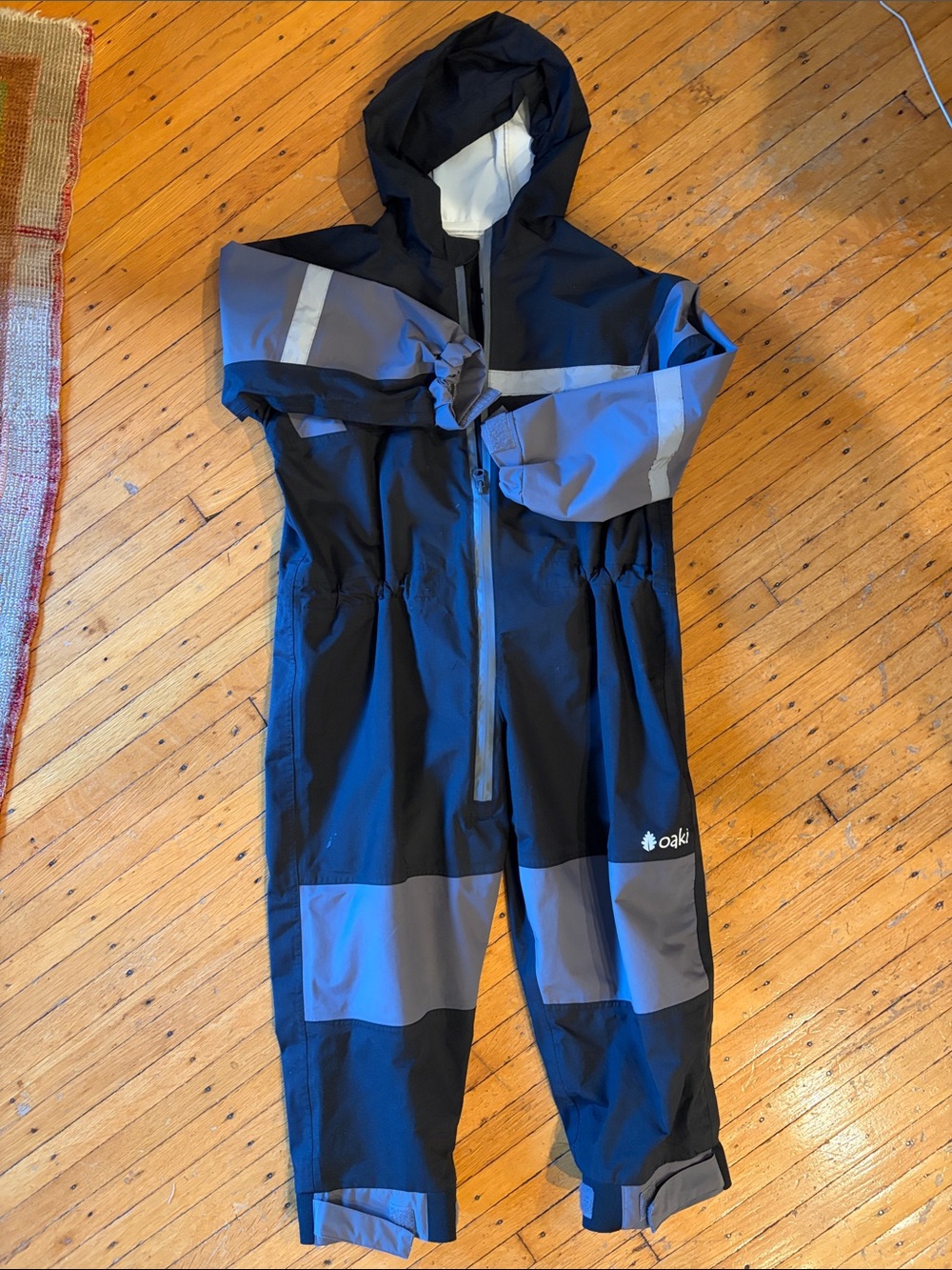 OAK Kids Black and Gray Waterproof One-Piece Rain Suit rainsuit size 6/7